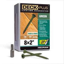 HILLMAN Deck Plus No. 8 Ga. X 2 in. L Green Star Flat Head Exterior Deck Screws 1 lb 125 pk