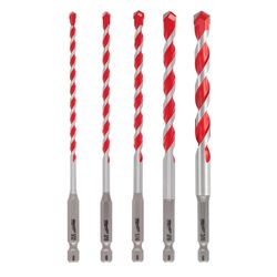 Milwaukee Shockwave Assorted X 6 in. L Carbide Hammer Drill Bit Set Hex Shank 5 pc