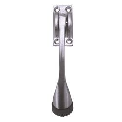 Tell 1 in. W Solid Brass Satin Chrome Silver Kick-Down Door Holder Mounts to door