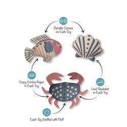 Pet Shop by Fringe Studio Petshop For Dog Blue/White Canvas High Tides Good Vibes Dog Toy 3 pk