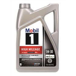 Mobil 1 5W-30 Gasoline High Mileage Motor Oil 5 qt