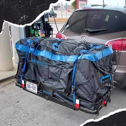 Mockins Blue 60-inx24-inx6-in Hitch Carrier w/25 CuFt Cargo Bag Hitch Cargo Carrier Set 1 pk