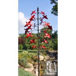 Marshall Home and Garden Red Metal 92 in. H X 28.5 in. W Garden Stake Spinner