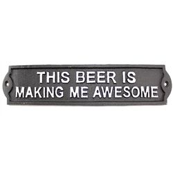 Koppers Hardware 12 in. H Bronze Black/White Cast Iron Beer Awesome Sign