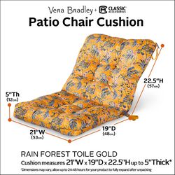Classic Accessories Vera Bradley Multicolored Polyester Chair Cushion 22.5 in. H X 19 in. W X 21 in.