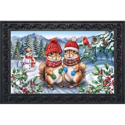 Briarwood Lane 30 in. W X 18 in. L Multi-Color Winter Chipmunks Polyester Door Mat