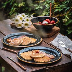 Cinsa Black Porcelain Enamel Dinnerware Set 3 pc