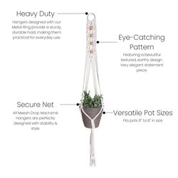 Meesh Drops Natural Macrame 38 in. H River Pattern Plant Hanger 1 pk