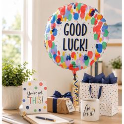 Anagram Balloons Painterly Dots Good Luck Foil Balloon 1 pk