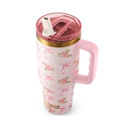 Yukon Outfitters Fit Forty 40 oz Flowers and Bows BPA Free Vacuum Insulated Tumbler