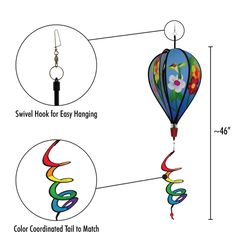 In The Breeze Multicolored Nylon 43 in. H X 11 in. W Hummingbird Balloon Spinner