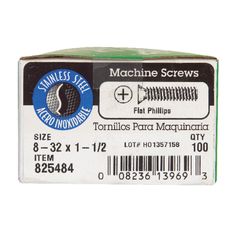 HILLMAN No. 8-32 Ga. X 1-1/2 in. L Phillips Flat Head Stainless Steel Machine Screws 100 pk