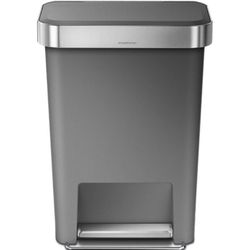 Simplehuman 45 L Gray Plastic Step Pedal Wastebasket
