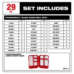 Milwaukee Thunderbolt Assorted Black Oxide Drill Bit Set 3-Flat Shank 29 pc