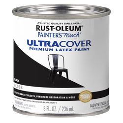 Rust-Oleum Painters Touch Gloss Black Water-Based Ultra Cover Paint Exterior and Interior 0.5 pt