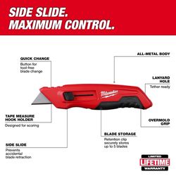 Milwaukee 6.25 in. Side Slide Utility Knife Red 1 pc