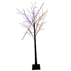 Celebrations Orange/Purple 350 ct 5 ft. LED Prelit Spooky Tree Yard Decor