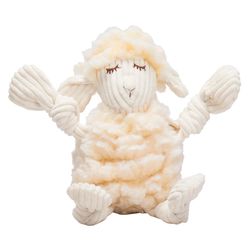 HuggleHounds FlufferKnottie For Dog Beige Fleece Louise Lamb Dog Toy Small 1