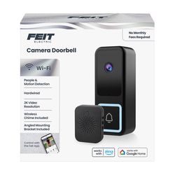 Feit Black Plastic Wired Smart-Enabled Video Doorbell