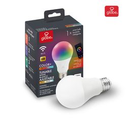 Globe Electric Wi-Fi Smart Home A19 E26 (Medium) Smart-Enabled LED Bulb Color Changing 60 Watt Equiv