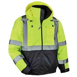Ergodyne GloWear L Long Sleeve Unisex Hooded Safety Rain Jacket Lime