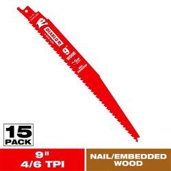 Diablo 9 in. Bi-Metal Reciprocating Saw Blade 4/6 TPI 15 pk