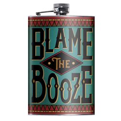 Lucky Jack 8 oz Stainless Steel Blame the Booze Hip Flask