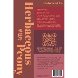 Chive Shido Seed Co Herbaceous Peony Seeds 1 pk
