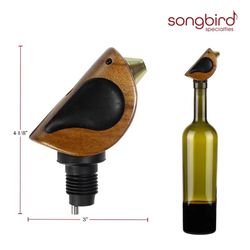 Totally Bamboo Black Acacia Wood/Stainless Steel Bird Bottle Pourer