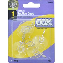 HILLMAN OOK Clear Cup/Picture Hook 1 lb 6 pk
