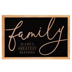 P Graham Dunn Family Is Life's Greatest Blessing 15.75 in. H X 24.25 in. L Black Wood Wall Decor