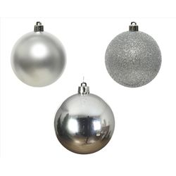 Decoris Silver Shatterproof Baubles Ornaments 2 in.
