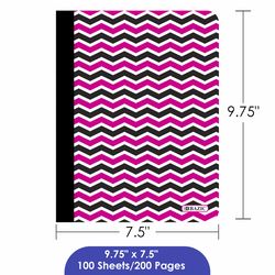 Bazic Products 9-3/4 in. W X 7-1/2 in. L College Ruled Stitched Assorted Chevron Composition Book