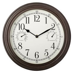 Westclox 12 in. L X 12 in. W Indoor and Outdoor Classic Analog Clock/Thermometer/Hygrometer