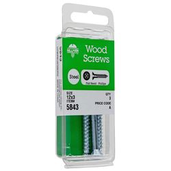 HILLMAN No. 12 X 3 in. L Phillips Zinc-Plated Coarse Wood Screws 1 pk