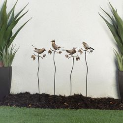 Alpine Bronze Metal 32 in. H X 9 in. L X 2 in. W Bird Outdoor Garden Stake