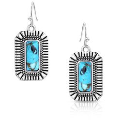 Montana Silversmiths Women's Sky Hoop Rectangle Silver/Turquoise Earrings