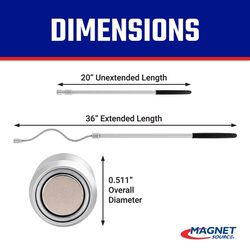 Magnet Source 36 in. Telescoping Magnetic Pick-Up Tool 3 lb. pull