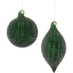 Good Tidings Green Glass Ornament Ornaments 7 in.