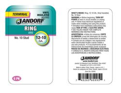 Jandorf 12-10 Ga. Insulated Wire Ring Terminal Yellow 5 pk