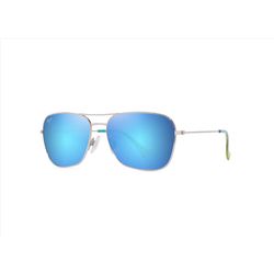Maui Jim Naauao Sunglasses Men's Shiny Silver w/Blue/Green Frame Blue Hawaii Lens Polarized
