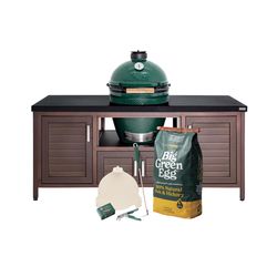Big Green Egg 18.25 in. Large EGG Package with 69 Modern Farmhouse Table Charcoal Kamado Grill and