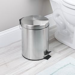 iDesign 5 L Silver Stainless Steel Step-on Wastebasket