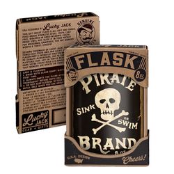 Lucky Jack 8 oz Stainless Steel Pirate Brand Hip Flask