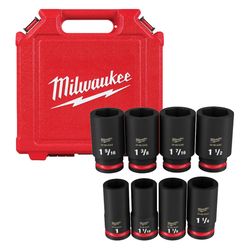 Milwaukee Shockwave 1-3/8 in. X 3/4 in. drive SAE 6 Point Impact Rated Deep Impact Socket Set 8 pc
