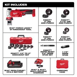 Milwaukee M18 Force Logic Stainless Steel 6-Ton Knockout Punch Set 22.9 in. L 18 pc