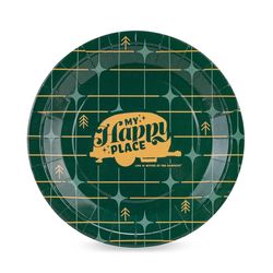 Camco Life is Better at the Campsite Green Paper Green Grid Plate 25 ct