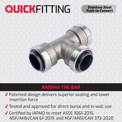 QuickFitting Push to Connect 1/2 in. PTC Steel Tee