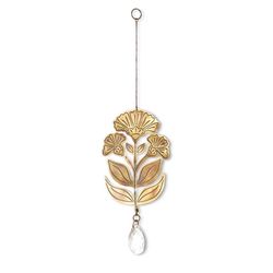 Matr Boomie Antique Gold Glass/Metal 0.25 in. H X 4 in. L X 6 in. W Engraved Floral Suncatcher