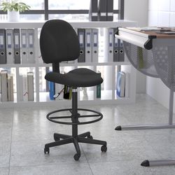 Flash Furniture Black Fabric Drafting Chair